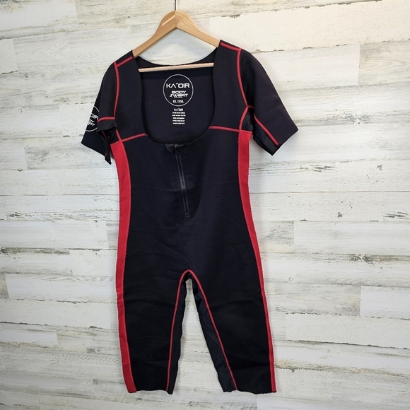 Ka'Oir Fitness Womens Body Sweat Suit Plus Sz XXL Black & Red Workout Shapewear - Picture 3 of 12